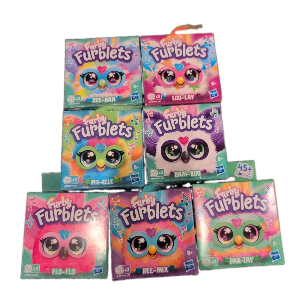 Hasbro Furby Furblets Lot of 7 Mini Plush Musical Toys New In Box